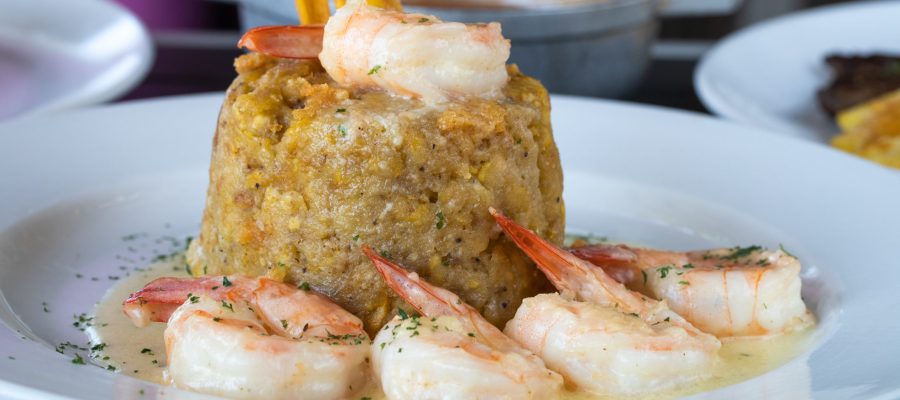 A selective focus shot of Puerto Rican dish Mofongo made of fried plantain