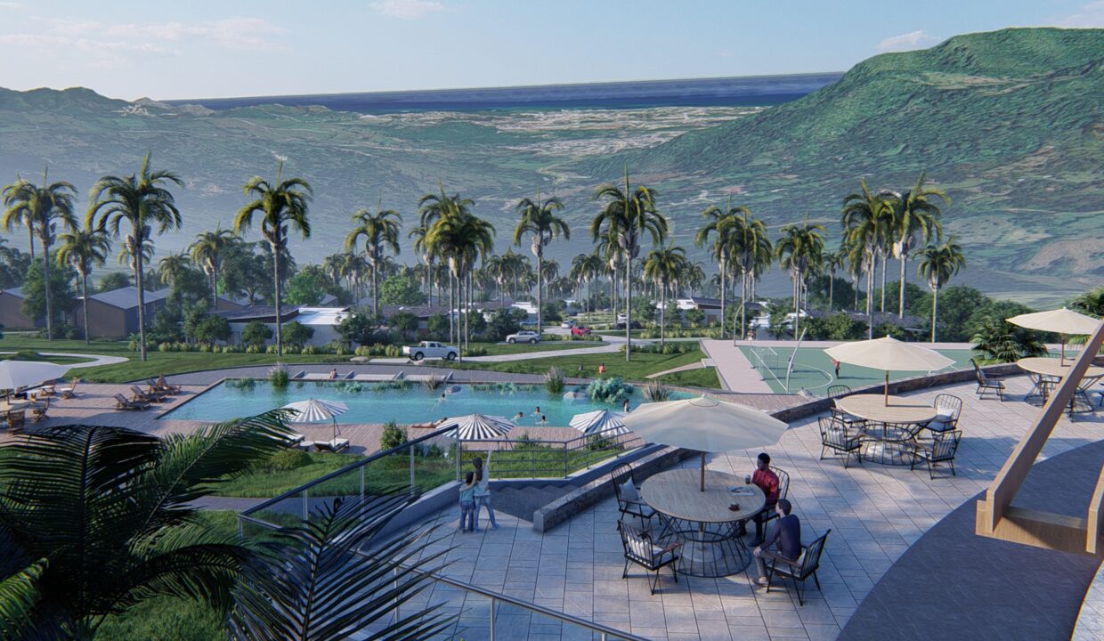 Zona social con vistas panorámicas en la comunidad ecológica en Puerto Plata
